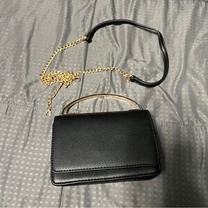 madison west Small handbag Purse black with Gold Tone Handle & removable strap